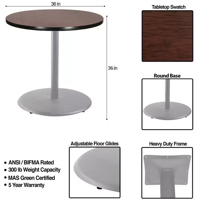 Hampden Furnishings 36" Bennet Collection Round Dining Table Gray/Mahogany