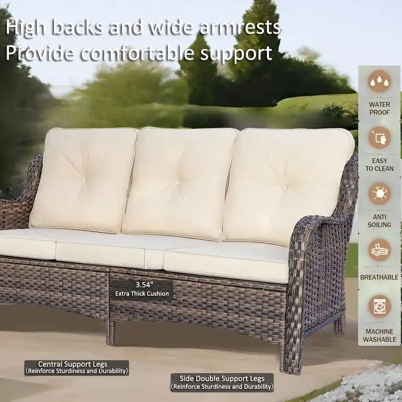 Patio Furniture-11 Piece Wicker Patio Furniture Set with Swivel Chairs