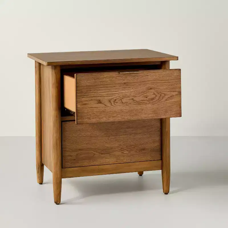 Wood and Cane 2 Drawer Nightstand Aged Oak - Hearth & Hand™ with Magnolia