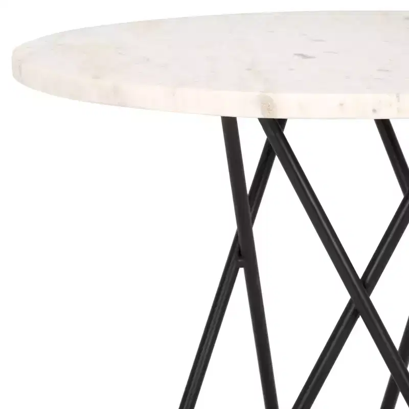 Cade Marble Side Table - ACC3713A - White Marble/Black - Safavieh