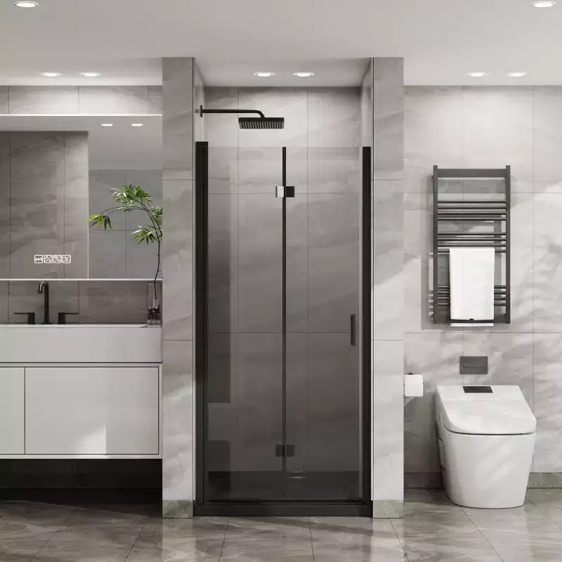 MAYEERTY 34x 72 Bifold Frameless Glass Shower Door 1/4 inch Tempered Clear Glass Pivot Swing Shower Panel in Chrome Finish, Foldable