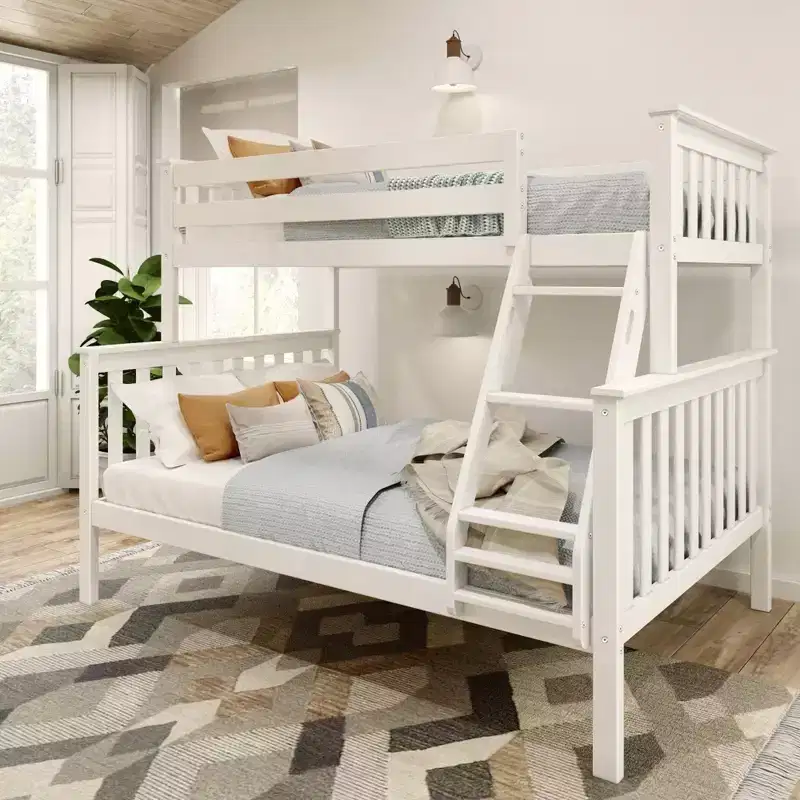 Solid Wood Twin over Full Bunk Bed, No Box Spring Needed