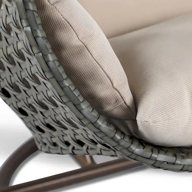 Charcoal Wicker Hanging Double-Seat Swing Chair with Stand with Cushion