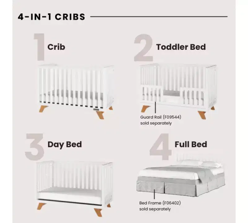 Child Craft SOHO Crib, 3-Drawer Dresser, Chest, Nightstand, 4-Piece Nursery Set