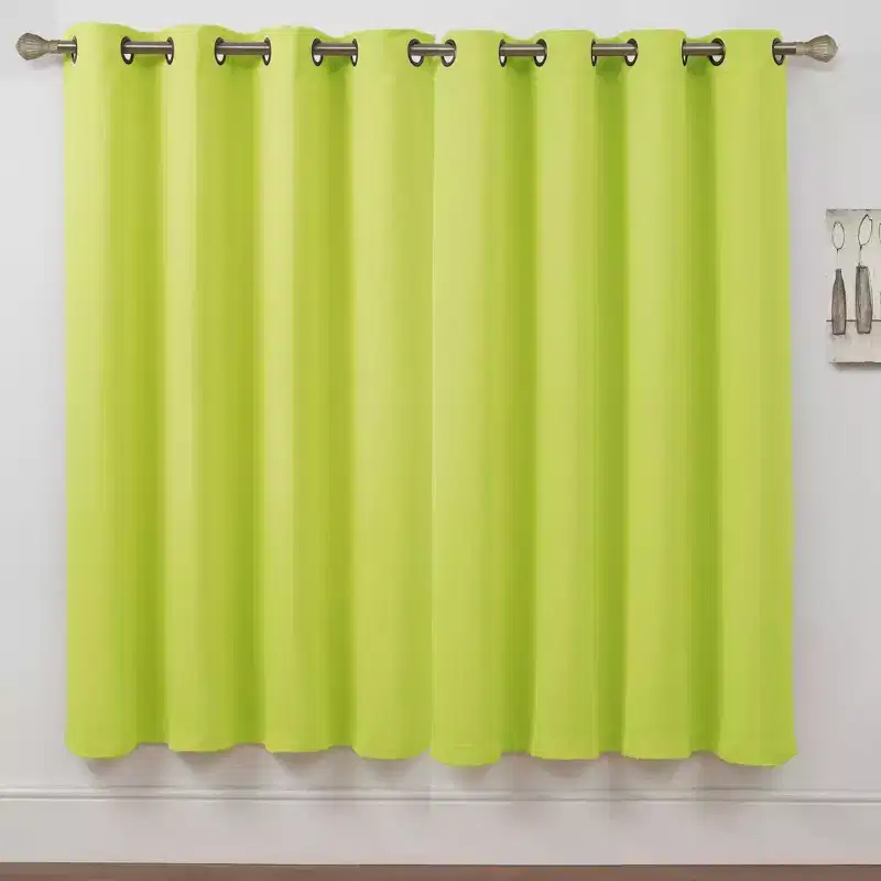 Kate Aurora Set of 2 Thermal Room Darkening Grommet Top Curtains For Small Windows - 63 in. Long - Lime