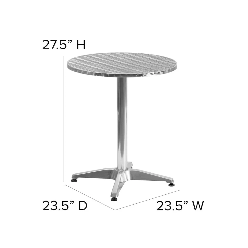 27.5  Round Aluminum Smooth Top Indoor-Outdoor Table with Base