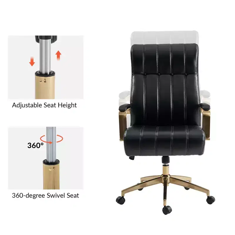 Siivio Modern Leather Swivel Tilting Office Chair with Channel Tufted|HULALA??HOME