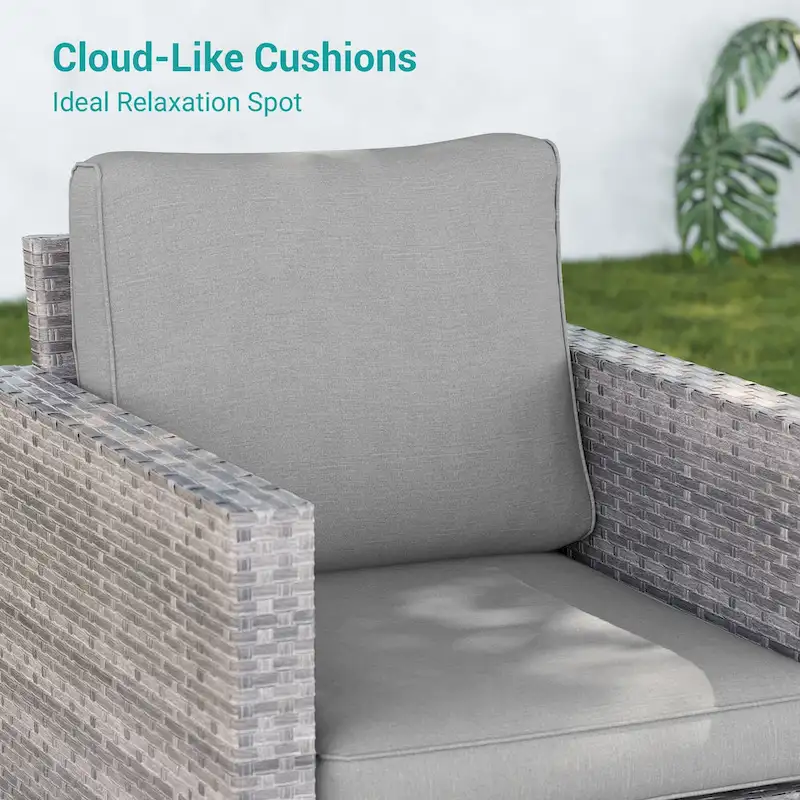 LIVOOSUN 8Pcs Patio Rocking Swivel Chair Sectional Brown Wicker Ottoman Sofa Set