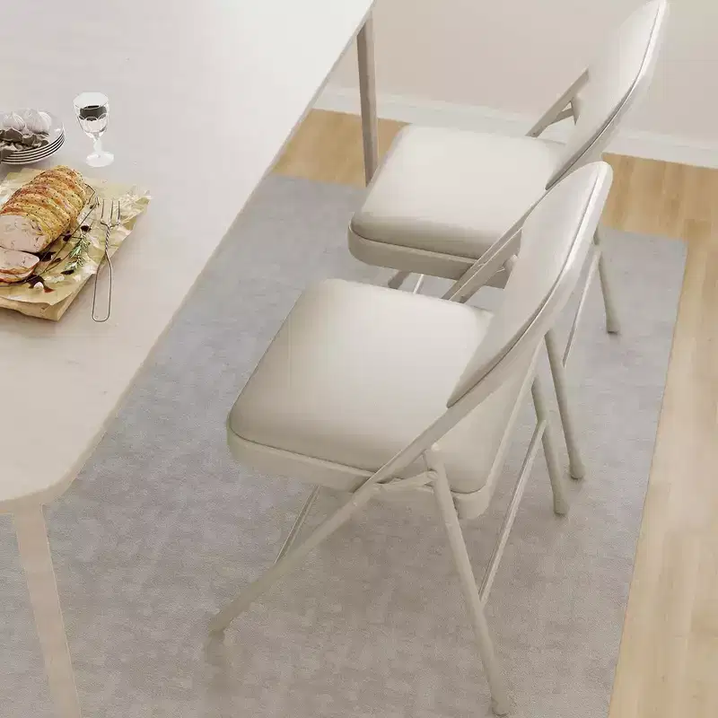 Folding Chairs Set of 2/4, PU Upholstered Foldable Chairs with Metal Frame Hold Up to 350 Pounds