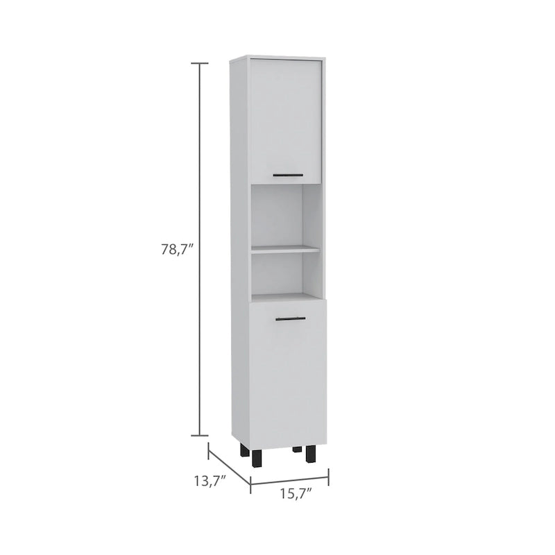TUHOME Hobart Pantry with 2 Cabinets and 2 Open Shelves, Aluminum Handles and Hinges - N/A