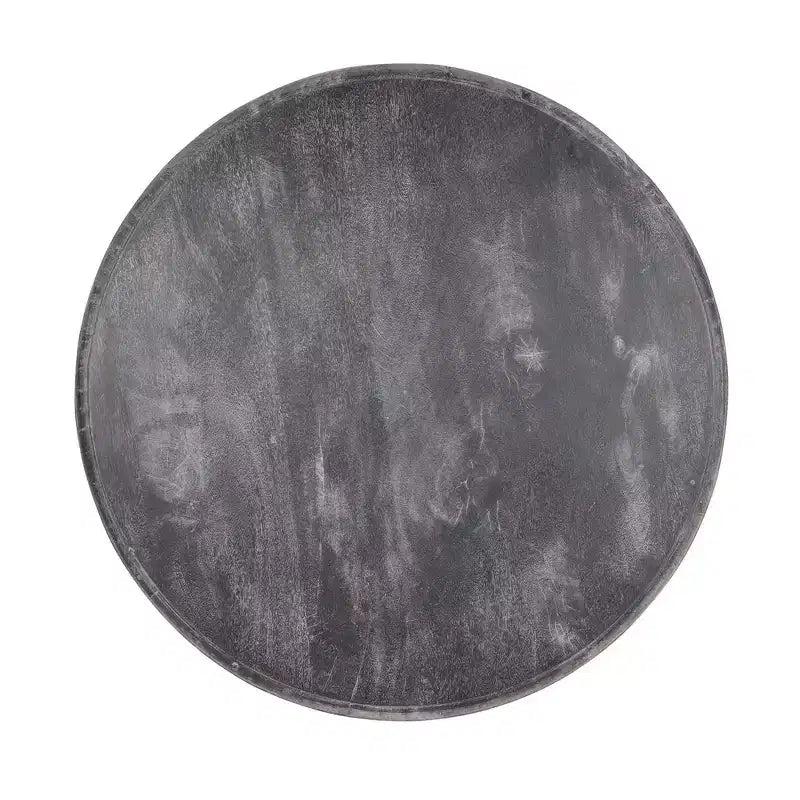 East at Main 37" Round Coffee Table Black: Distressed Mango Wood, Pedestal Base, 200 lb Capacity, Contemporary Style