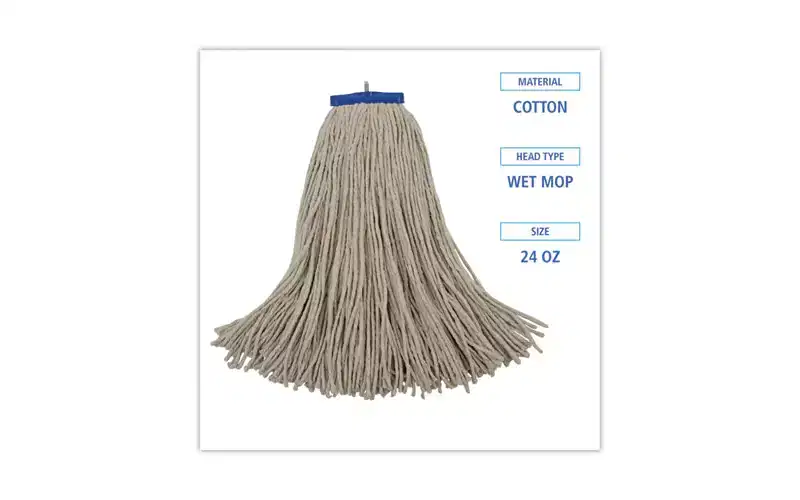 Boardwalk Cut-End Lie-Flat Wet Mop Head, Cotton, 24oz, White