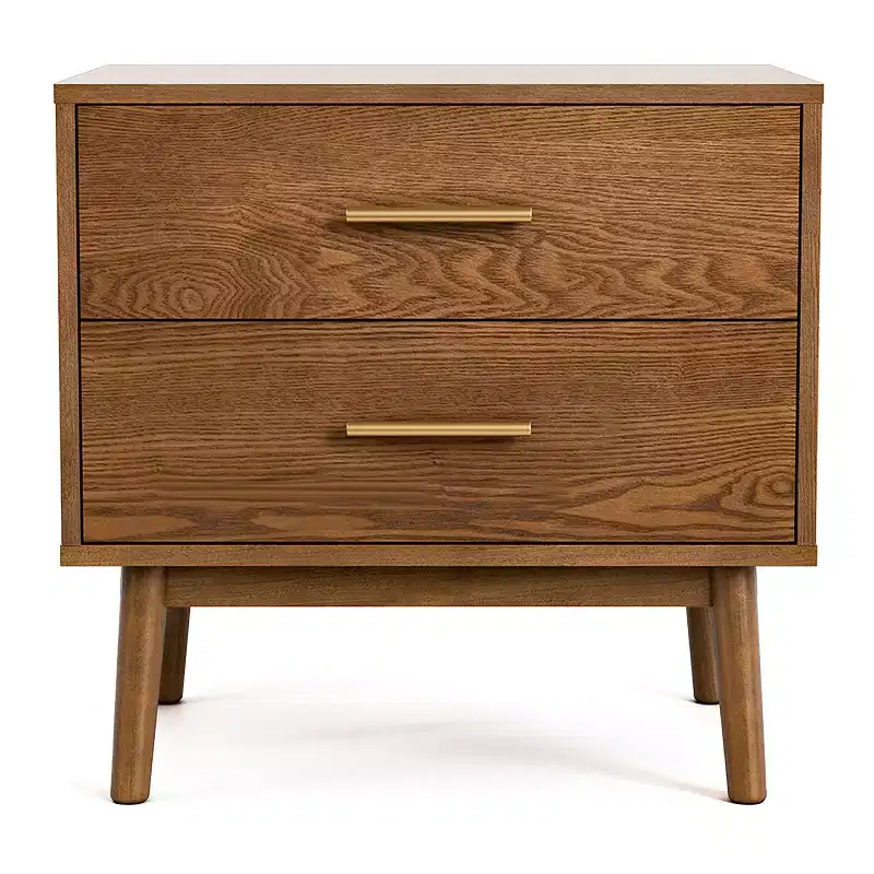 HOMES: Inside + Out Riverstone Mid-Century Modern 2 Drawer Nightstand Walnut