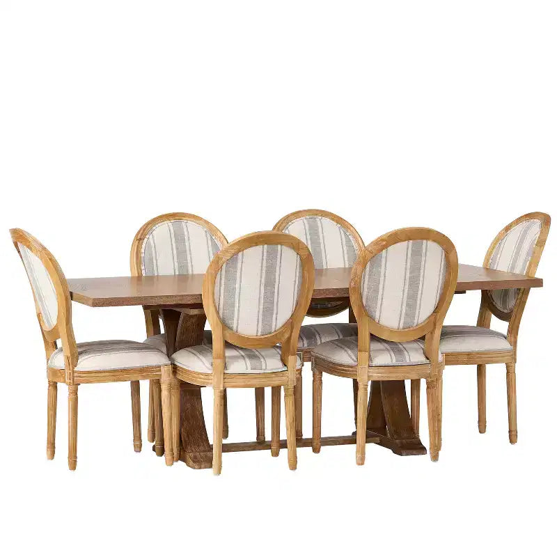 Christopher Knight Home Derring 7 Pieces French Country Upholstered Wood Expandable Dining Set