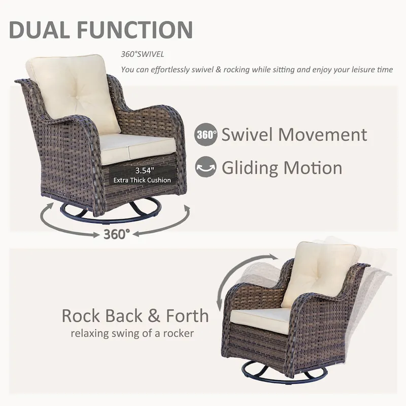 Patio Furniture-11 Piece Wicker Patio Furniture Set with Swivel Chairs