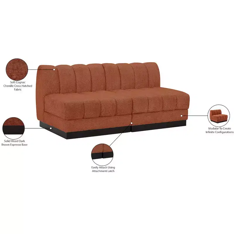 Meridian Furniture Quinn Chenille Fabric Modular Sofa