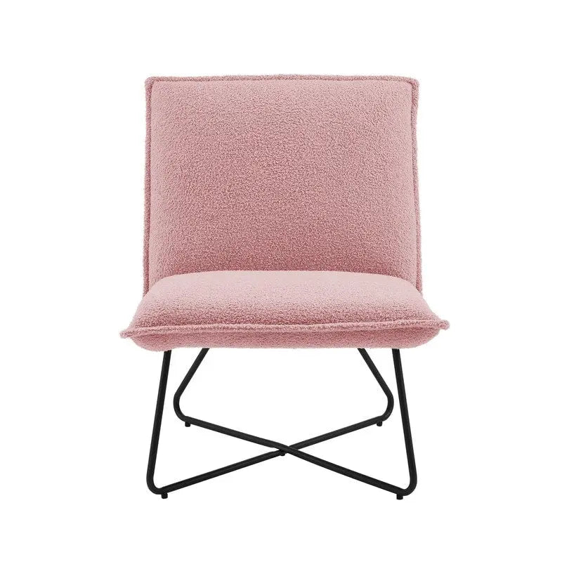 Pillow Accent Chair | Black Stripe Tan Fabric | Metal Wire Base | 26.5W Seat | Modern