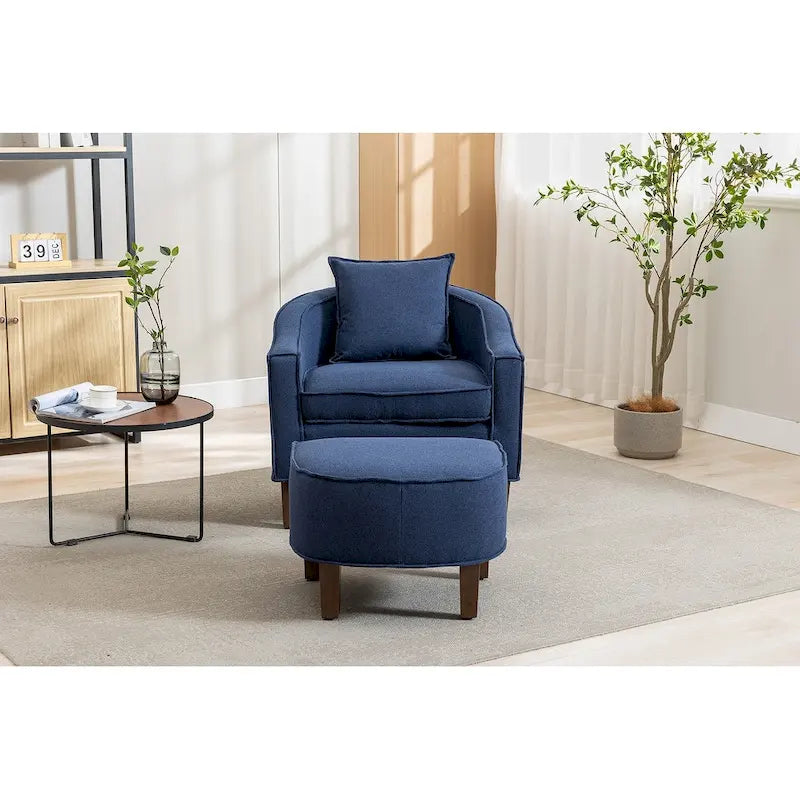 Mid-Century Modern Club Accent Chair with Tufted Back and Round Arms