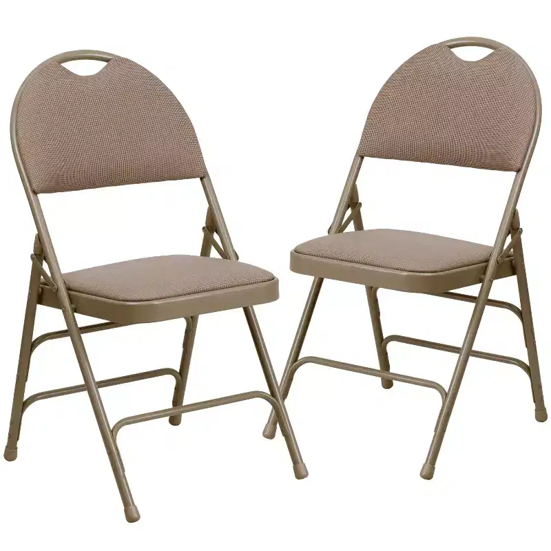 Extra Large Ultra-Premium Triple Braced Metal Folding Chair with Easy-Carry Handle