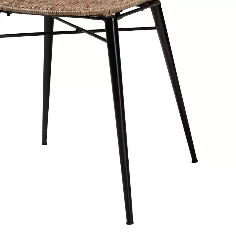 Baxton Studio Sabelle Japandi Wood and Rattan 5-Piece Dining Set