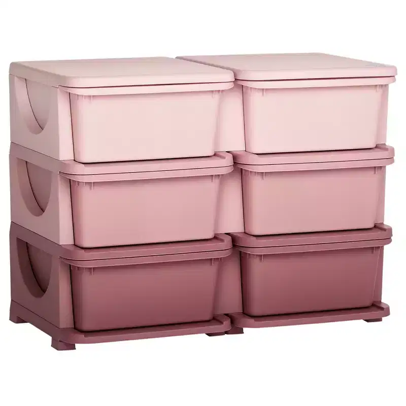 3-Tier Kids Toy Storage Organizer with 6 Removable Drawers Playroom Bedroom Nursery