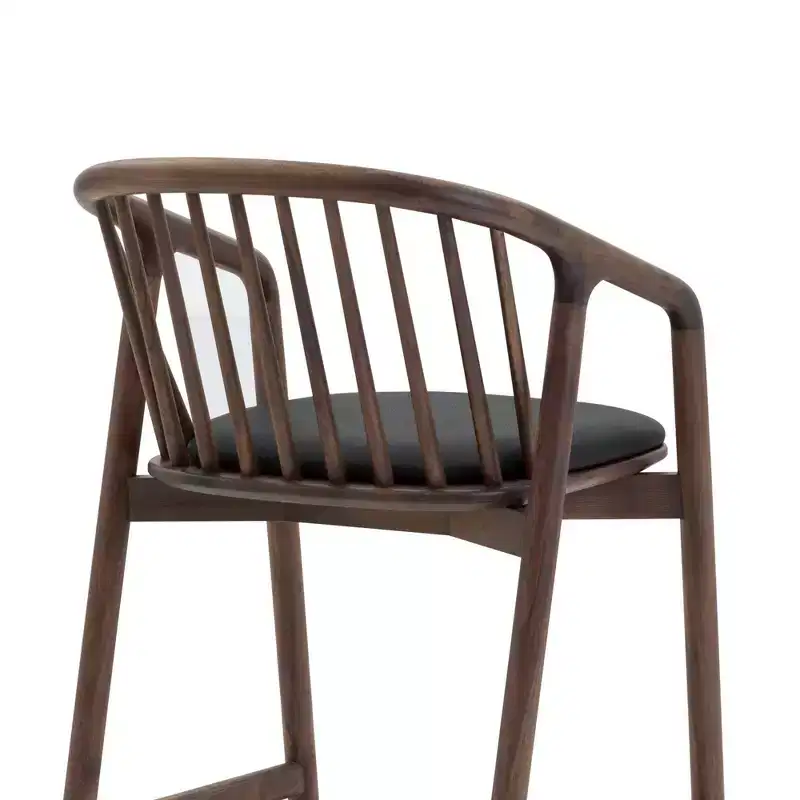 Armen Living Echo Wood and Faux Leather Barstool