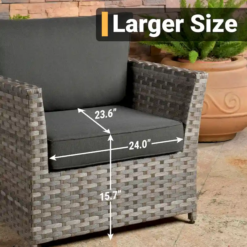 HOOOWOOO 13-piece Wicker Rattan Patio Sectional Conversation Set with Fire Pit
