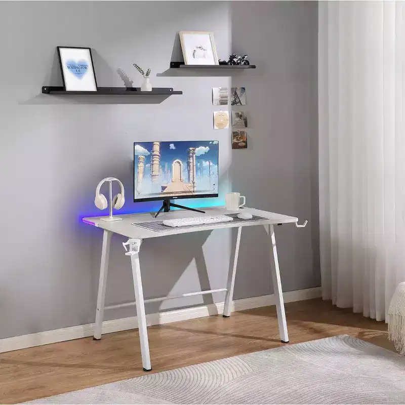 Gaming Desk with LED Lights and Headphone Holder - Room Essentials