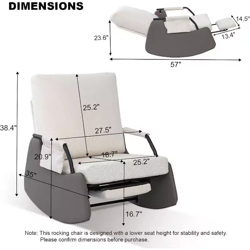 3-Position Glider - Foldable Rocker with Hidden Footrest