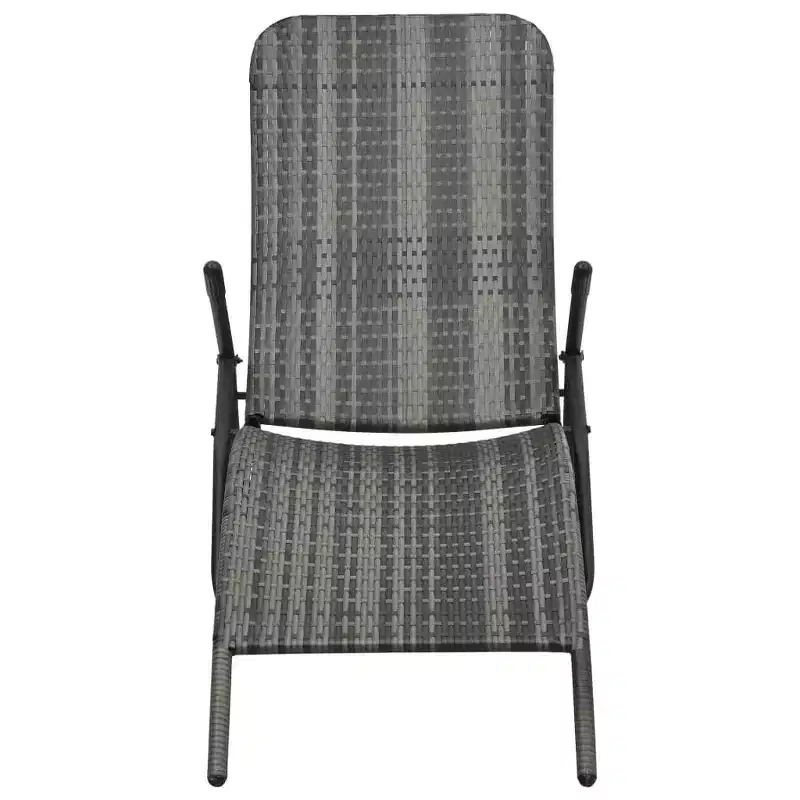 vidaXL Sun Lounger Grey Made of PE rattan and powder-coated steel