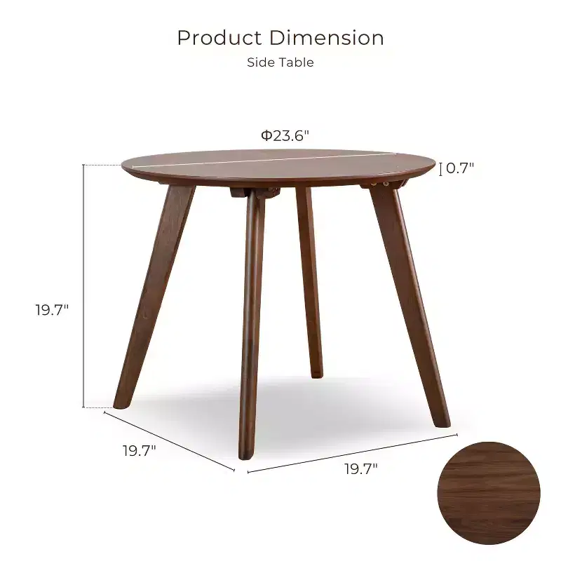 HOMES: Inside + Out Creekside 23" Round Mid-Century Modern Accent Side Table Walnut