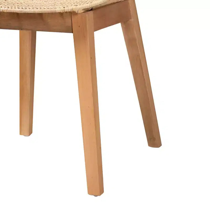 Baxton Studio Sabelle Japandi Wood and Rattan 5-Piece Dining Set