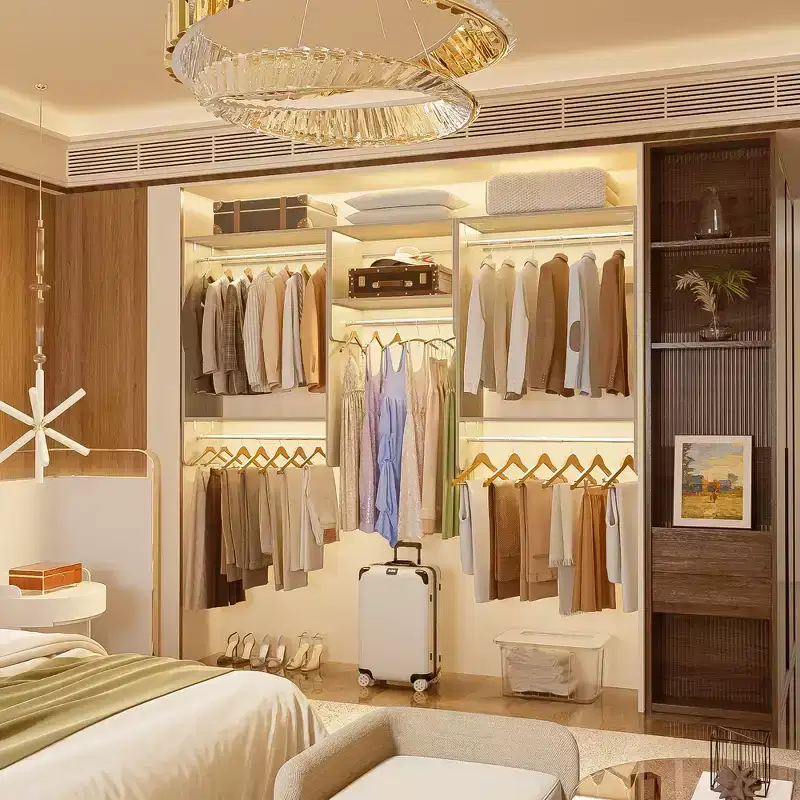 95 Closet Organizer with 5 Hanging Rods, Wall Mounted Clothes Hanging Rack for Organization