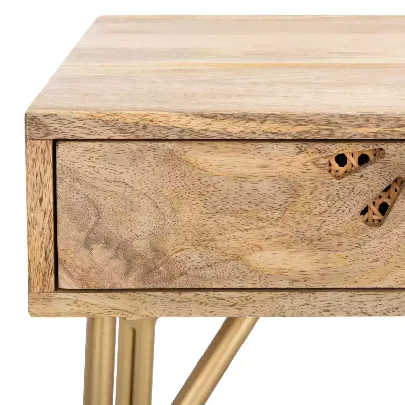 Lily 2 Drawer Desk - DSK9006 - Natural/Brass - Safavieh