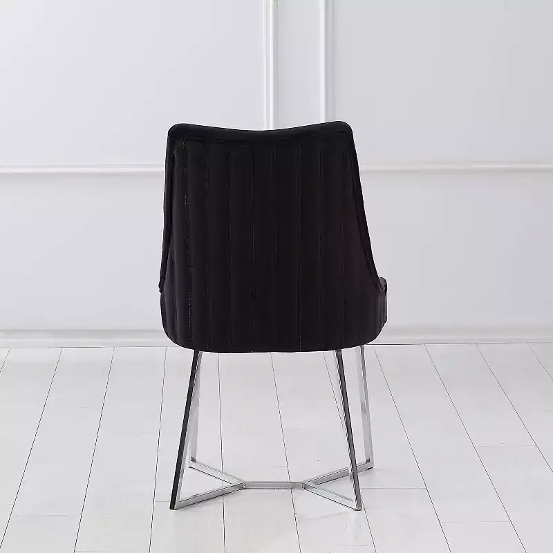 HOMES: Inside + Out Set of 2 Chander Glam Microfiber Upholstered Dining Chairs Black