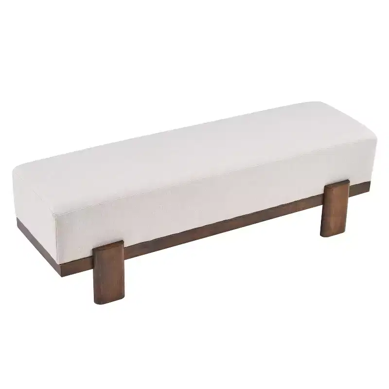 Christopher Knight Home Blinny 54.75W Upholstered Bench with Rubber Wood Legs