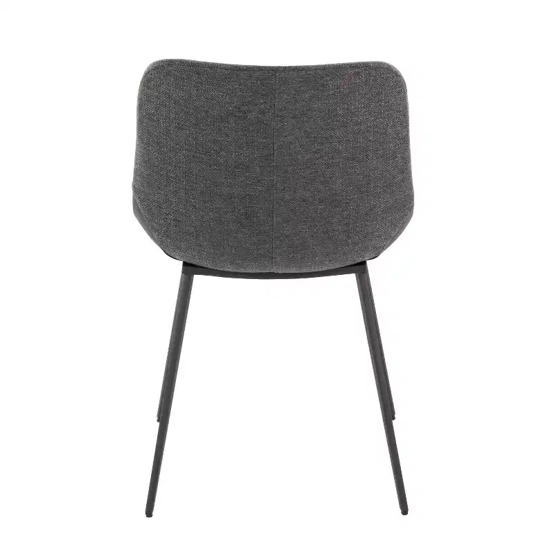 LumiSource Set of 2 Outlaw Two Tone Fabric Accent Chairs Black Metal/Black PU/Gray