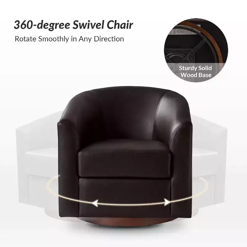 Set of 2 Jessie 30.5 Wide Modern Swivel Barrel Faux Leather Chair with Solid Wood Base|ART OF LIVING DESIGNS