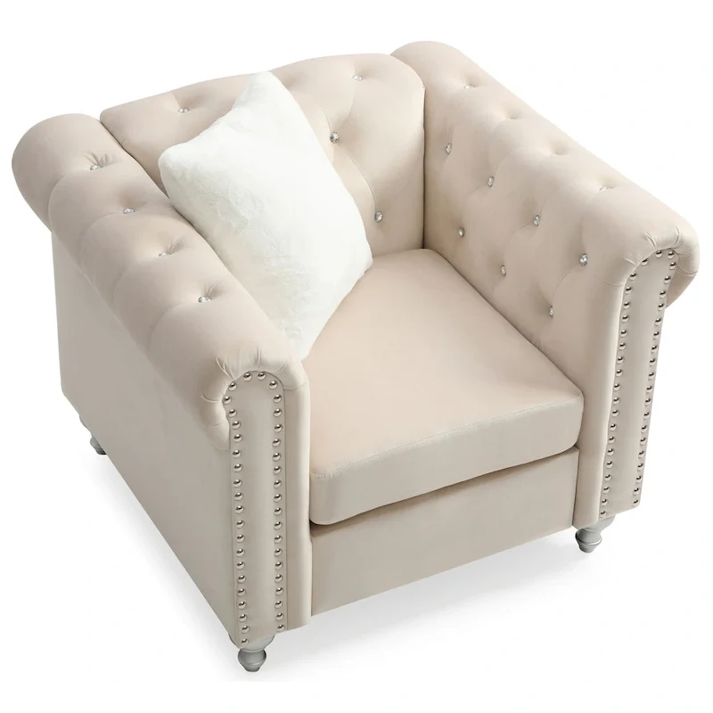 Velvet Crystal Accent Chair