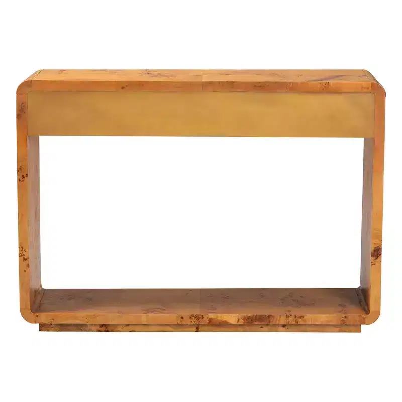 bali & pari Netra Real Burl Wood Console Table Light Mappa Burl