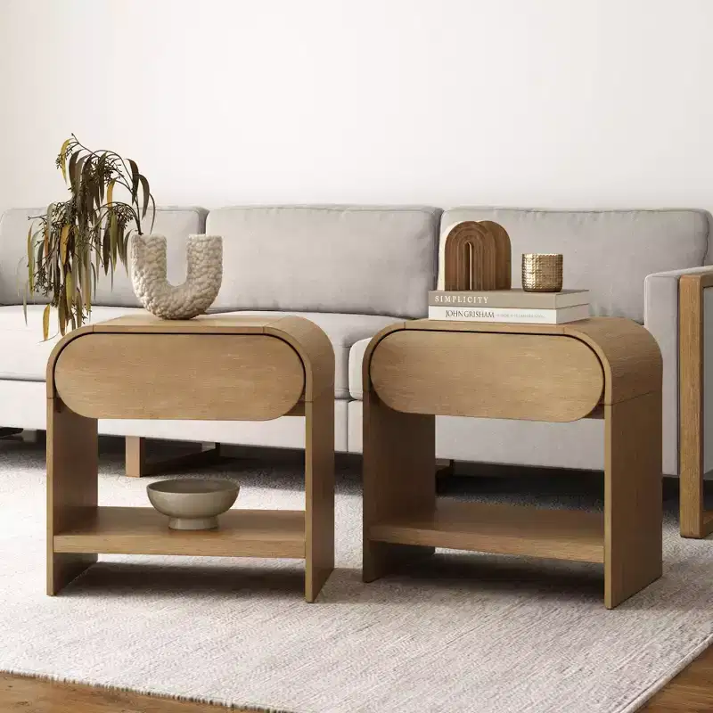 Nathan James Set of 2 Iris Nightstand Light Brown