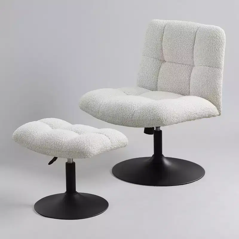 Art Leon Leisure Linen Fabric Swivel Accent Chair with Ottoman, Wood and Metal Frame