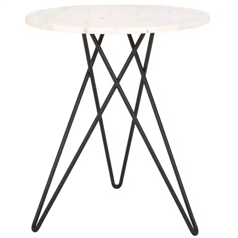 Cade Marble Side Table - ACC3713A - White Marble/Black - Safavieh