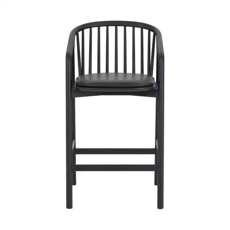 Armen Living Echo Wood and Faux Leather Barstool