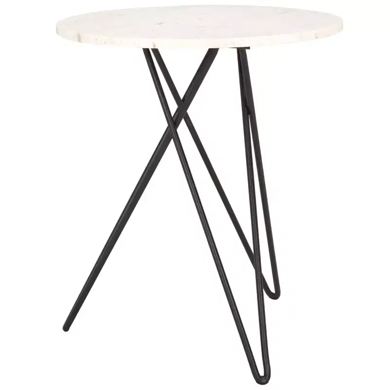 Cade Marble Side Table - ACC3713A - White Marble/Black - Safavieh