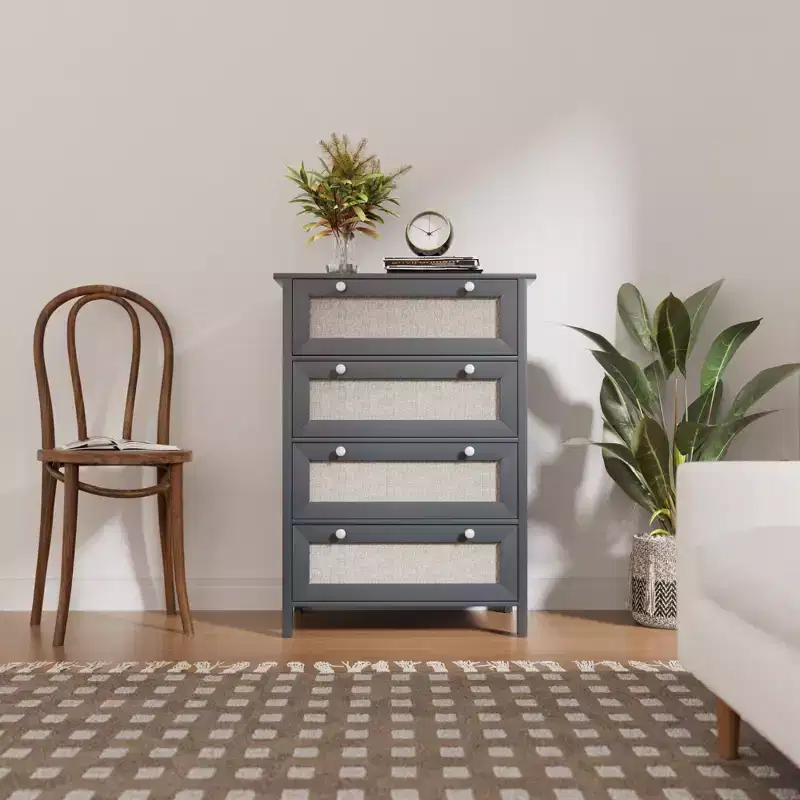 Dresser for Bedroom, 27.55''W Dresser with 4 Drawers, Modern Chest of Drawers, Large Capacity Dresser, Storage Cabinet for Bedroom, Hallway