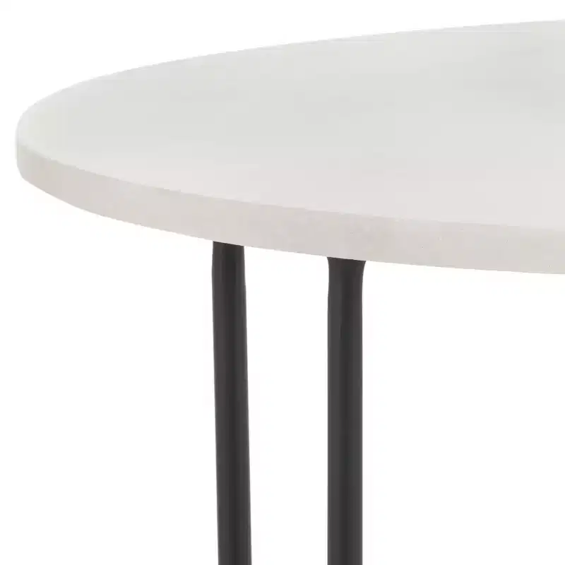 Eloblaire Round Accent Table - ACC4605A - White Marble/Black - Safavieh