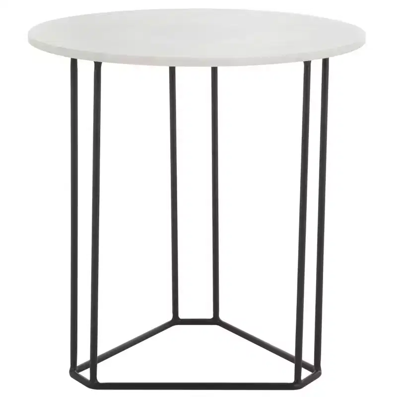 Eloblaire Round Accent Table - ACC4605A - White Marble/Black - Safavieh