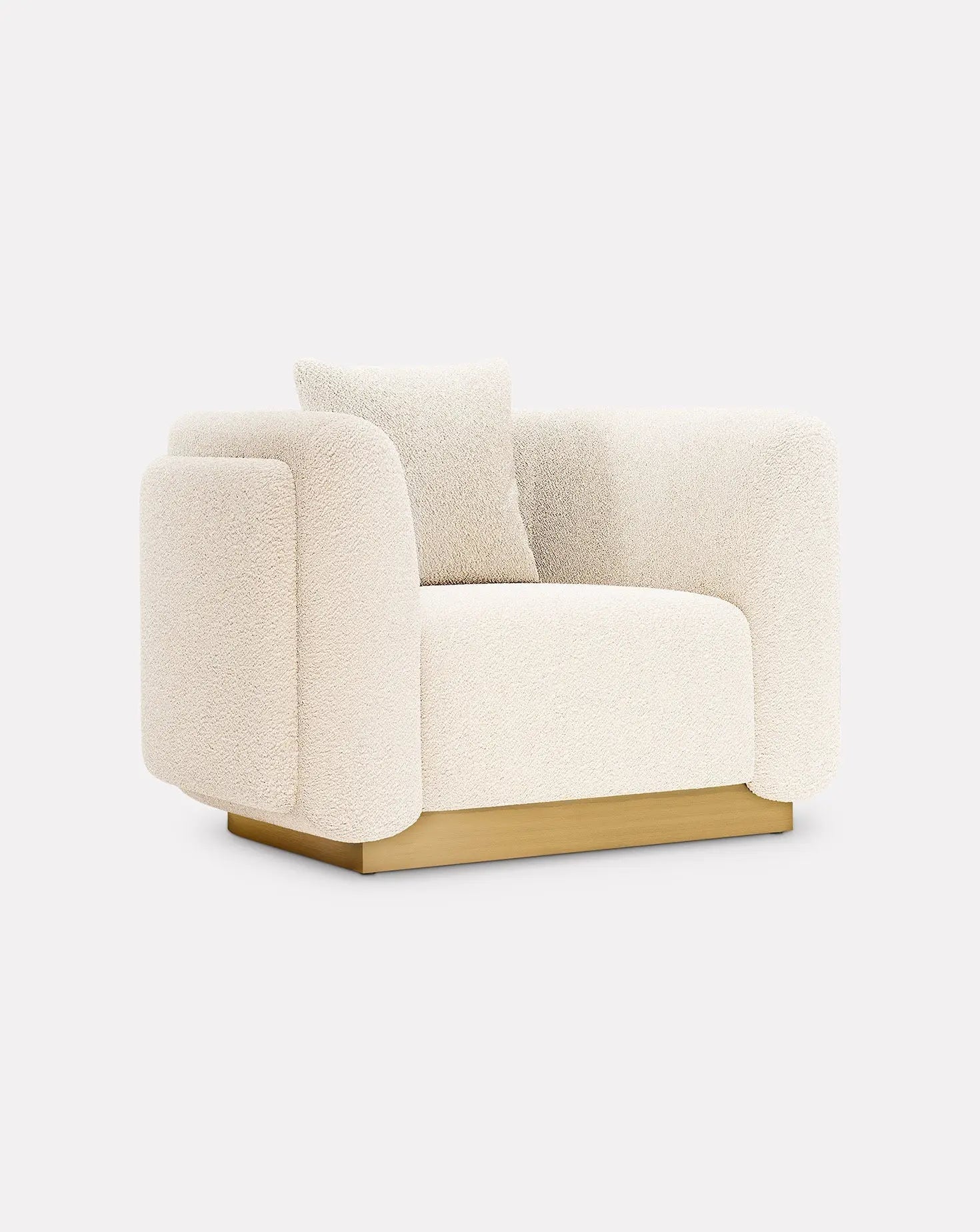Wave-Inspired Brass Base Upholstered Lounge Armchair