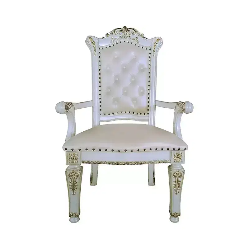 24" Vendome Accent Chair Synthetic Leather/Antique Pearl Finish - Acme Furniture